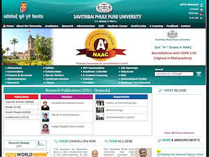 Savitribai Phule Pune University's official website homepage screenshot