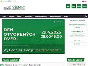 School of Economics and Management of Public Administration in Bratislava's official website homepage screenshot