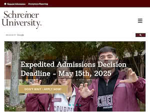 Schreiner University's official website homepage screenshot