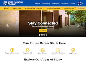 Seattle Central College's official website homepage screenshot