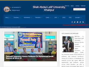 Shah Abdul Latif University's official website homepage screenshot