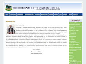 Shaheed Benazir Bhutto University's official website homepage screenshot