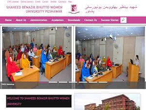 Shaheed Benazir Bhutto Women University's official website homepage screenshot