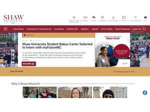 Shaw University's official website homepage screenshot