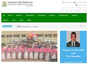 Sher-e-Bangla Agricultural University's official website homepage screenshot