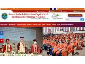 Sher-e-Kashmir University of Agricultural Sciences and Technology of Jammu's official website homepage screenshot
