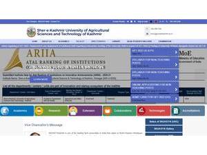 Sher-e-Kashmir University of Agricultural Sciences and Technology of Kashmir's official website homepage screenshot