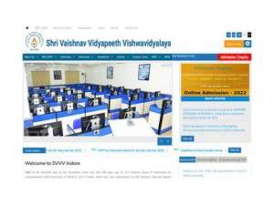 Shri Vaishnav Vidyapeeth Vishwavidyalaya's official website homepage screenshot