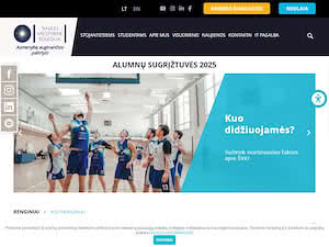Šiauliai State College's official website homepage screenshot