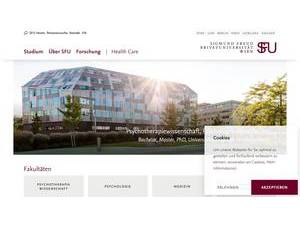 Sigmund Freud Private University Vienna's official website homepage screenshot
