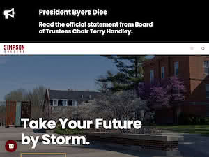 Simpson College's official website homepage screenshot