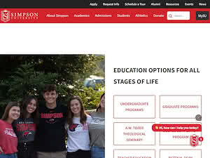 Simpson University's official website homepage screenshot