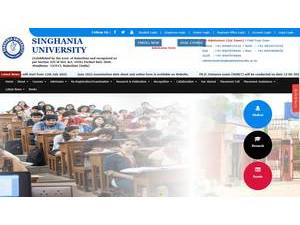Singhania University's official website homepage screenshot