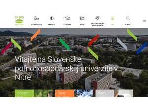 Slovak University of Agriculture in Nitra's official website homepage screenshot