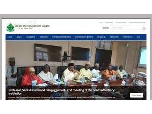 Sokoto State University's official website homepage screenshot