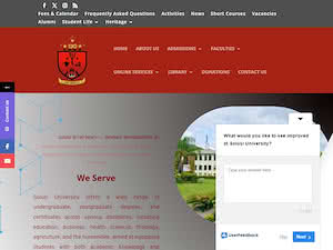 Solusi University's official website homepage screenshot