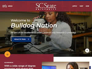 South Carolina State University's official website homepage screenshot