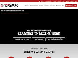 Southern Oregon University's official website homepage screenshot