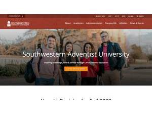 Southwestern Adventist University's official website homepage screenshot