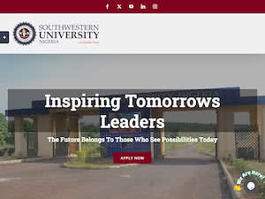 Southwestern University, Nigeria's official website homepage screenshot
