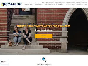 Spalding University's official website homepage screenshot