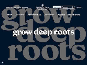 Spring Arbor University's official website homepage screenshot