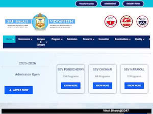 Sri Balaji University's official website homepage screenshot