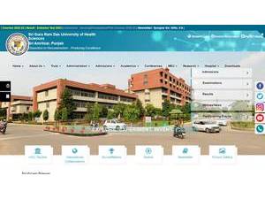 Sri Guru Ram Das University of Health Sciences's official website homepage screenshot