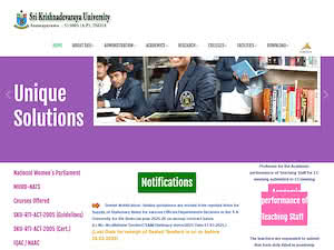Sri Krishnadevaraya University's official website homepage screenshot