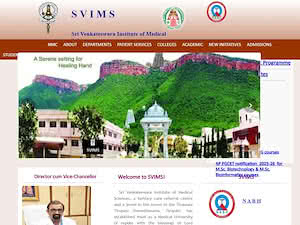 Sri Venkateswara Institute of Medical Sciences's official website homepage screenshot
