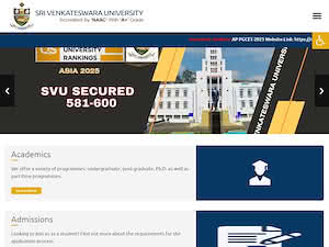 Sri Venkateswara University's official website homepage screenshot