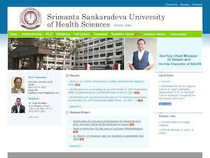 Srimanta Sankaradeva University of Health Sciences's official website homepage screenshot
