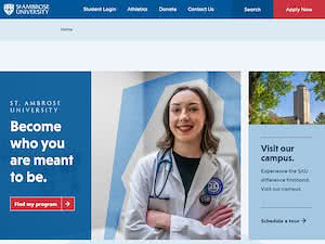 St. Ambrose University's official website homepage screenshot