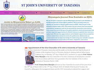 St John's University of Tanzania's official website homepage screenshot
