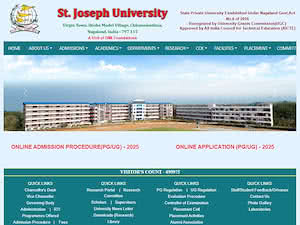 St. Joseph University's official website homepage screenshot