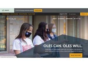 St. Olaf College's official website homepage screenshot