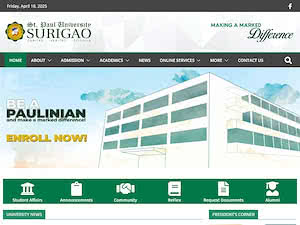 St. Paul University Surigao's official website homepage screenshot