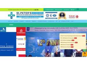 St. Peter's Institute of Higher Education and Research's official website homepage screenshot