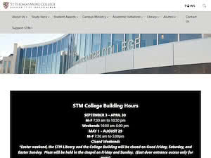 St. Thomas More College's official website homepage screenshot