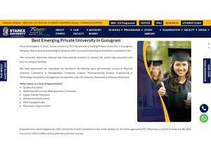 Starex University's official website homepage screenshot
