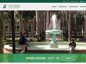 Stetson University's official website homepage screenshot