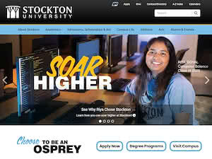 Stockton University's official website homepage screenshot