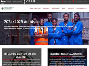 Sunyani Technical University's official website homepage screenshot