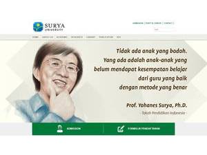 Surya University's official website homepage screenshot