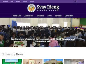 Svay Rieng University's official website homepage screenshot
