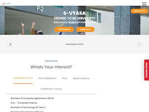 Swami Vivekananda Yoga Anusandhana Samsthana's official website homepage screenshot