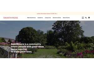 Swarthmore College's official website homepage screenshot
