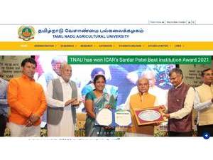 Tamil Nadu Agricultural University's official website homepage screenshot