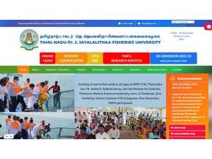 Tamil Nadu Dr. J. Jayalalithaa Fisheries University's official website homepage screenshot