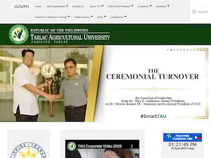 Tarlac Agricultural University's official website homepage screenshot